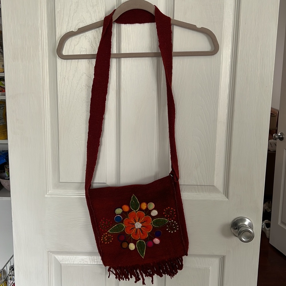 Vintage 60s/70s Crochet Embroidered Fringe Purse - Picture 6 of 6